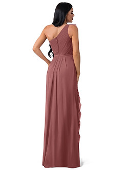 Azazie Sharon Bridesmaid Dresses A-Line One Shoulder Chiffon Floor-Length Dress image3