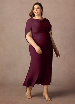 Azazie Bellona Mother of the Bride Dresses Cabernet Sheath Boatneck Luxe Knit Dress image11
