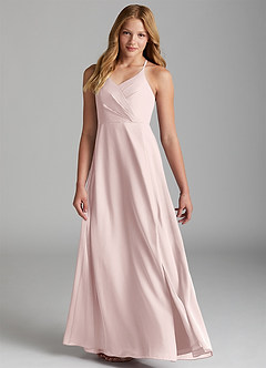 Azazie Davis Junior A-Linie Chiffon Kleid Zartrosa image1