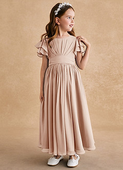 Azazie Ali Flower Girl Dresses English Rose A-Line Pleated Chiffon Dress image4