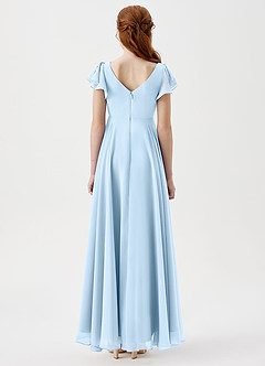 Azazie Caria Junior Sky Blue A-Line Pleated Chiffon Dress image4