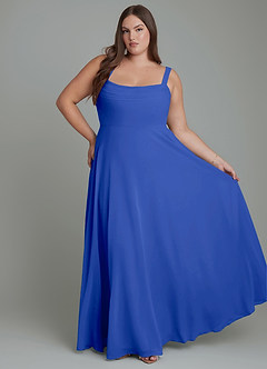 Azazie Shaude Bridesmaid Dresses Royal Blue A-Line Pleated Chiffon Dress image6