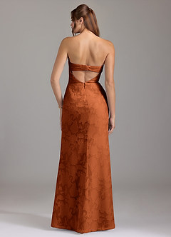 Azazie Leonis Bridesmaid Dresses Burnt Orange Sheath Strapless Floral Burnout Convertible Dress image7
