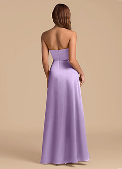 Azazie Wren 신부 들러리 드레스 A라인 스트랩리스 메탈릭 새틴 바닥 길이 드레스 image2