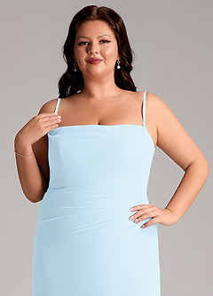 Azazie Leonis Bridesmaid Dresses Sky Blue Sheath Strapless Chiffon Convertible Dress image15