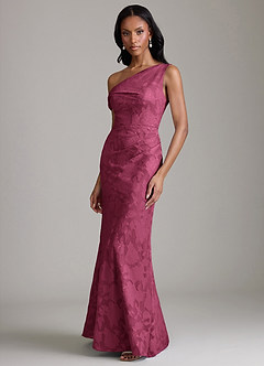 Azazie Emerson Bridesmaid Dresses Mulberry Mermaid Off the Shoulder Floral Burnout Dress image5