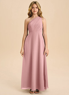 Azazie Phaedra Junior Jurk van Chiffon met A-Lijn Geplooid Stoffige Roos image4