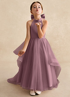Azazie Bev Flower Girl Dresses Vintage Mauve A-Line Convertible Tulle Dress image4