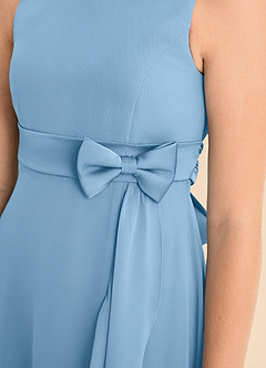 Azazie Lilenne Junior Steel Blue A-Line Bow Chiffon Dress image6