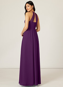 Azazie Sarah Bridesmaid Dresses Grape Empire Pleated Chiffon Dress image5