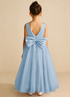 Azazie Pumpkin Flower Girl Dresses Powder Blue A-Line Convertible Tulle Dress image6