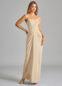Azazie Anaïs Brautjungfernkleider Etui Schulterfrei Chiffon Kleid Champagner image6