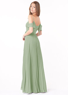Azazie Lyney Bridesmaid Dresses Dusty Sage A-Line Off the Shoulder Chiffon Dress image4
