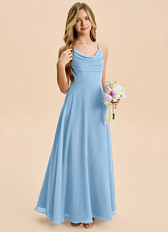 Azazie Gia Junior Powder Blue A-Line Pleated Chiffon Dress image5