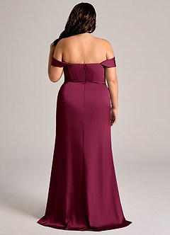 Azazie Johana Bridesmaid Dresses Burgundy Mermaid Off the Shoulder Stretch Satin Convertible Dress image9