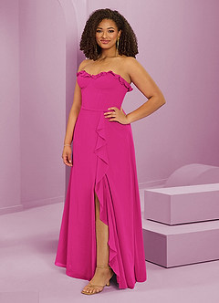 Barbie ♥ Azazie Robes de demoiselle d'honneur Robe Trapèze en Mousseline de soie Encolure en Forme de Cœur Barbie Rose image11
