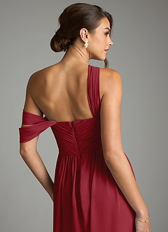 Azazie Kassandra Robes de demoiselle d'honneur Robe Trapèze en Mousseline de soie Épaule décolletée Grenade image7