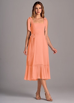 Azazie Deb Bridesmaid Dresses Sunset A-Line with Pockets Chiffon Convertible Dress image5