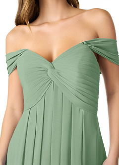 Azazie Kaitlynn Bridesmaid Dresses Matcha Empire Ruched Chiffon Convertible Dress image7