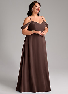 Azazie Marley Brautjungfernkleider Wandelbar A-Linie Schulterfrei Chiffon Kleid Ganache image15