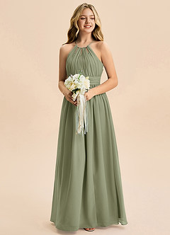 Azazie Noelle Junior Pistachio A-Line Pleated Chiffon Dress image5