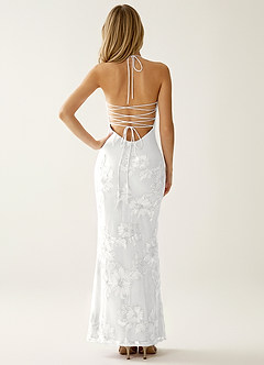 Nasasiya White Stretch Lace Opne Back Party Dress image2