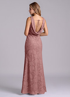 Azazie Rylina Final Sale Dusty Rose Mermaid Floral Burnout Dress image3