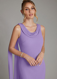 Azazie Jaya Robes de demoiselle d'honneur Robe Fourreau en Mousseline de soie Plissée Tahiti image3
