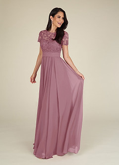 Azazie Annette Mother of the Bride Dresses Vintage Mauve A-Line Lace Chiffon Dress image1