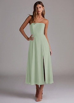 Azazie Wren Bridesmaid Dresses Dusty Sage A-Line Strapless Chiffon Dress image4