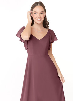 Azazie Syenna Jurken voor bruidsmeisjes Jurk van Chiffon met A-Lijn Ruches Sangria image5