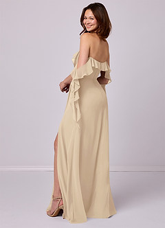 Barbie ♥ Azazie Bridesmaid Dresses Champagne A-Line Off the Shoulder Chiffon Convertible Dress image3
