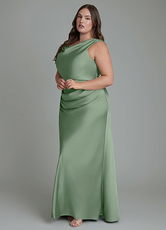 Azazie Kieryn Bridesmaid Dresses Matcha Mermaid Pleated Stretch Satin Dress image10