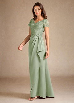 Azazie Santa Ana Kleider für die Brautmutter A-Linie Spitze Stretch-Satin Kleid Staubiger Salbeigrün image2
