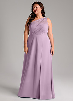 Azazie Phaedra Bridesmaid Dresses Wisteria A-Line One Shoulder Chiffon Dress image16