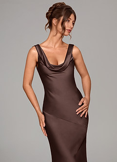 Azazie Rylina Bridesmaid Dresses Ganache Mermaid Stretch Satin Dress image6