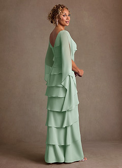 Azazie Arabinda Abiti per la Madre della Sposa Abito Tubino in Chiffon Increspato Agave image2