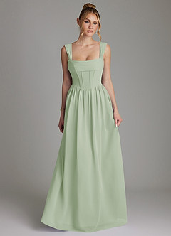 Azazie Caterina Bridesmaid Dresses Dusty Sage A-Line Corset Chiffon Dress image4
