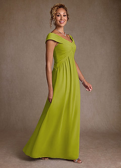 Azazie Myrtle 신부의 어머니 드레스 A라인 주름진 쉬폰 플로어 길이 드레스 image3