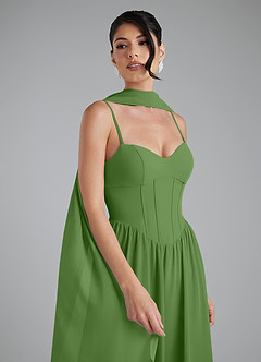 Azazie Alisha Robes de demoiselle d'honneur Robe Trapèze en Mousseline de soie Corset Basilic image7