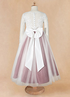 Azazie Elodie Flower Girl Dresses Ivory Sangria Ball-Gown Lace Dress image11