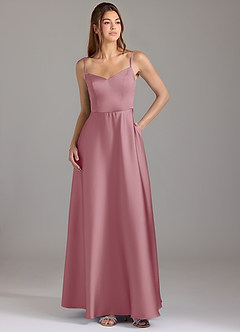 Azazie Marley Bridesmaid Dresses Vintage Mauve A-Line Off the Shoulder Stretch Satin Convertible Dress image3