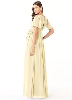Azazie Verna Maternity Bridesmaid Dresses A-Line V-Neck Ruched Chiffon Floor-Length Dress image4