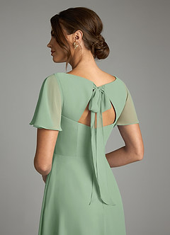 Azazie Kimber Bridesmaid Dresses Matcha A-Line Flounce Sleeve Chiffon Dress image8