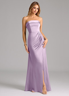 Azazie Aretha Bridesmaid Dresses Frosted Lilac A-Line Strapless Stretch Satin Convertible Dress image1