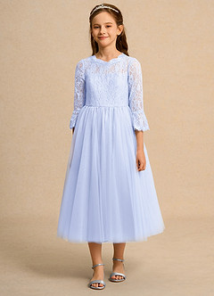 Azazie Lamb Girl vestidos de niña de las flores Vestido de Lavanda de Encaje de Princesa image4