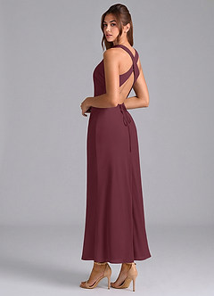 Azazie Evadne Abiti da Damigella Abito Tubino in Chiffon Plissettato Cabernet image2