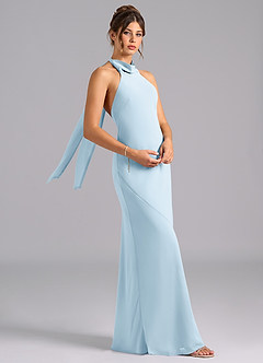 Azazie Velli Bridesmaid Dresses Sky Blue Mermaid Bow Chiffon Dress image3