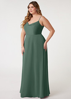 Azazie Daenerys 신부 들러리 드레스 A라인 쉬폰 플로어 길이 드레스 image10