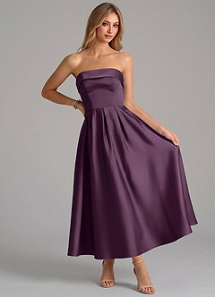 Azazie Lucienne Suknie dla druhen Linia A Pofałdowany Satyna elastyczna Długość kostki Sukienka image5